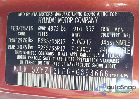 2017 Hyundai Santa Fe Sport 2.4L из США, поврежденный, VIN 5XYZT3LB6HG393666